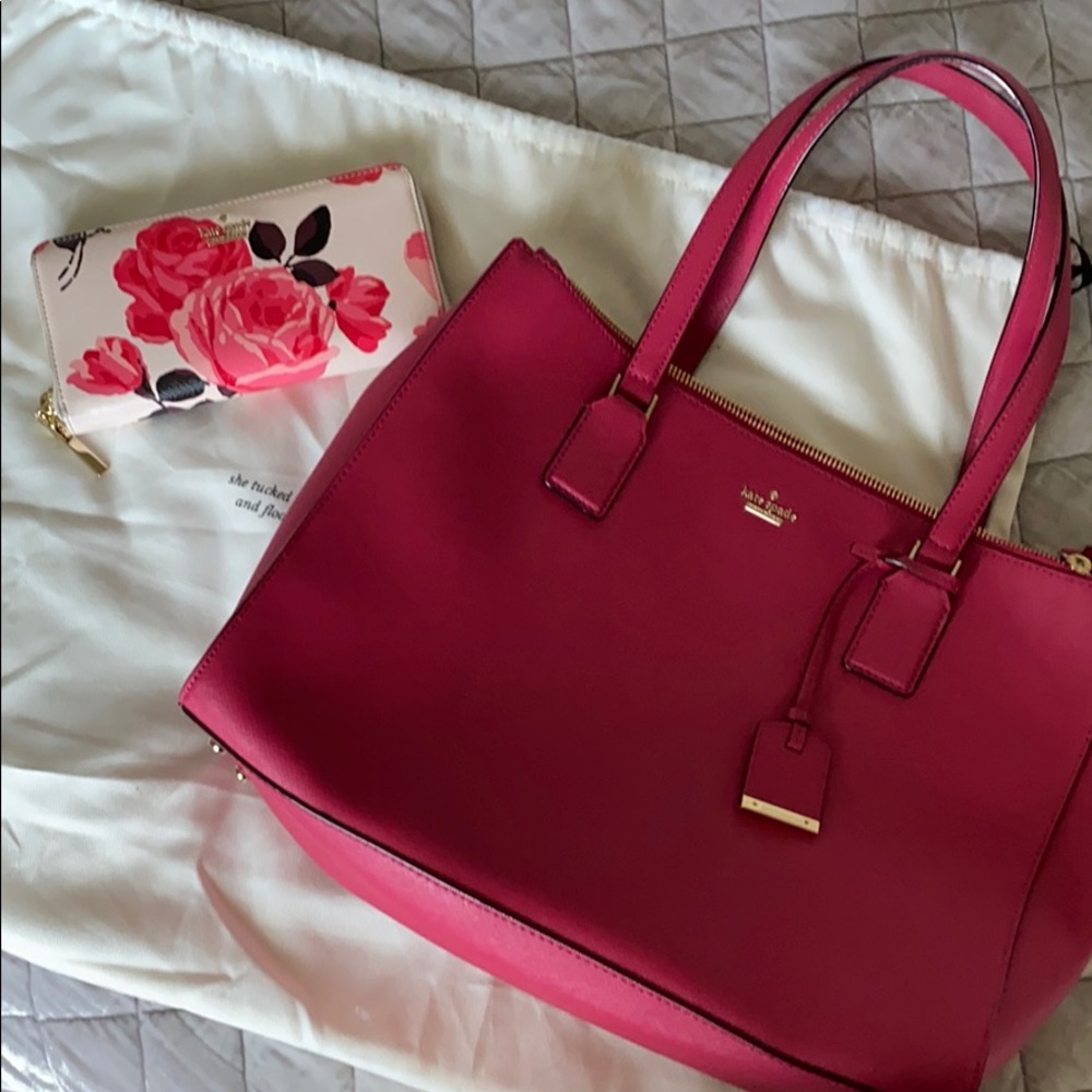 Kate Spade Pink Handbag & Floral Wallet